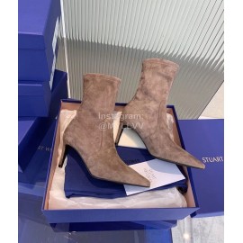 Stuart Weitzman Sheepskin Elastic High Heel Boots For Women Coffee