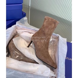 Stuart Weitzman Sheepskin Elastic High Heel Boots For Women Coffee