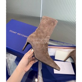 Stuart Weitzman Sheepskin Elastic High Heel Boots For Women Coffee