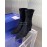 Stuart Weitzman Black Sheepskin Elastic Thick High Heel Boots For Women 