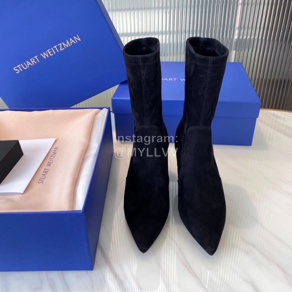 Stuart Weitzman Winter Autumn Black Velvet Short Boots For Women 