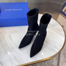 Stuart Weitzman Winter Autumn Black Velvet Short Boots For Women 