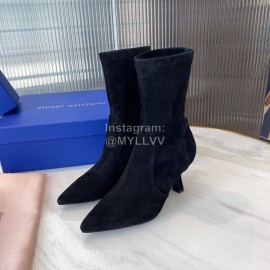 Stuart Weitzman Winter Autumn Black Velvet Short Boots For Women 