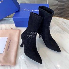 Stuart Weitzman Winter Autumn Black Velvet Short Boots For Women 