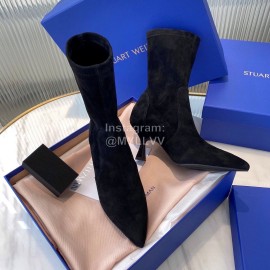 Stuart Weitzman Winter Autumn Black Velvet Short Boots For Women 