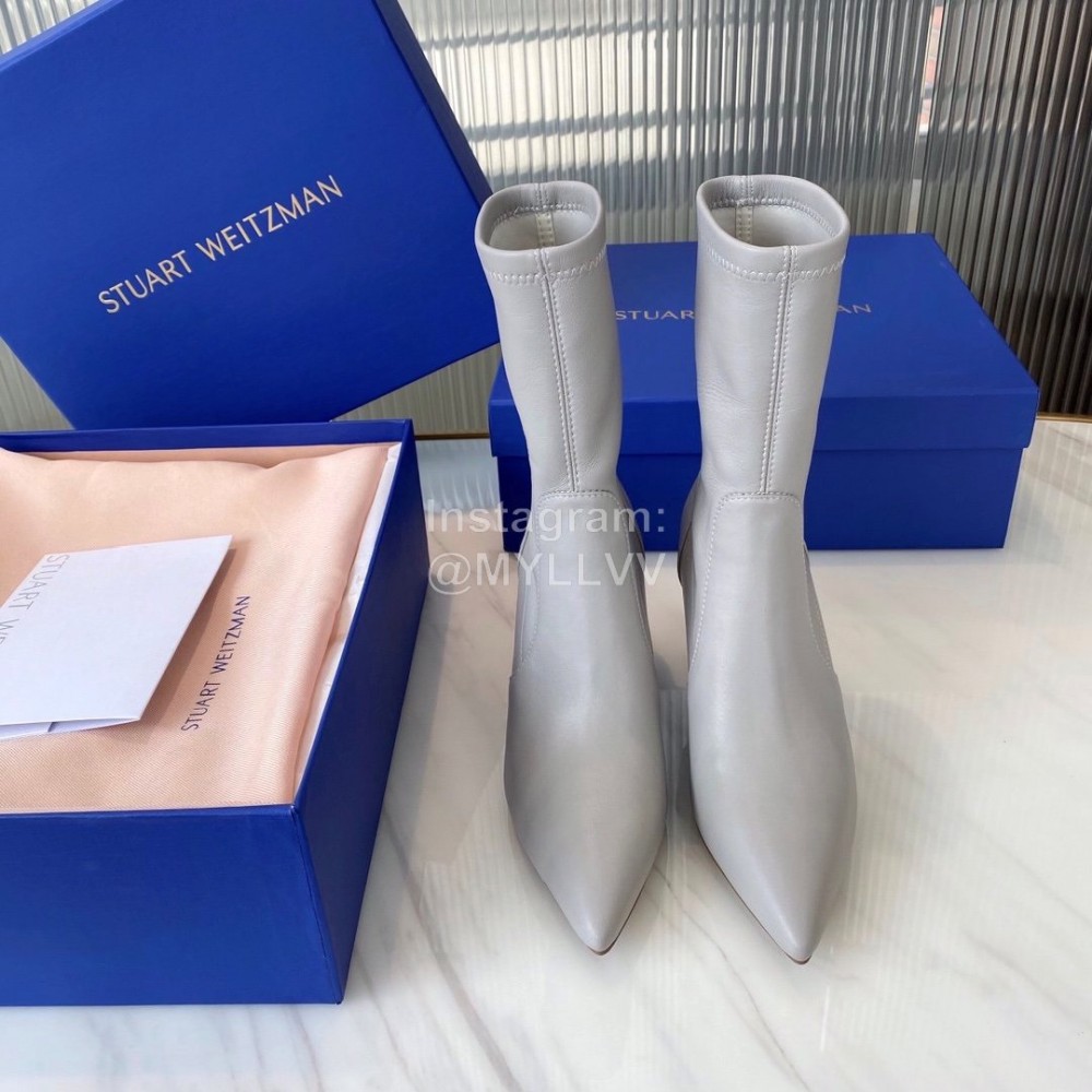 Stuart Weitzman Winter Autumn Calf Short Boots For Women Gray