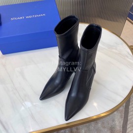 Stuart Weitzman Winter Autumn Calf Short Boots For Women Black