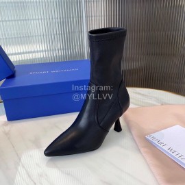Stuart Weitzman Winter Autumn Calf Short Boots For Women Black