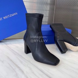 Stuart Weitzman Winter Autumn Calf Thick High Heel Boots For Women Black