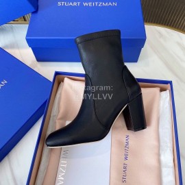 Stuart Weitzman Winter Autumn Calf Thick High Heel Boots For Women Black
