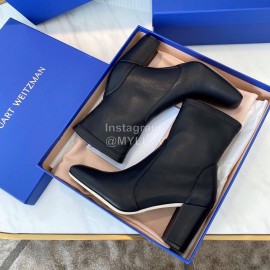 Stuart Weitzman Winter Autumn Calf Thick High Heel Boots For Women Black
