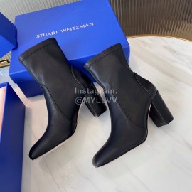 Stuart Weitzman Winter Autumn Calf Thick High Heel Boots For Women Black