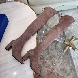 Stuart Weitzman Soft Sheepskin High Heel Knee Boots For Women Coffee