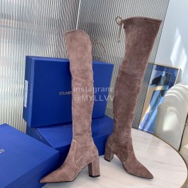 Stuart Weitzman Soft Sheepskin High Heel Knee Boots For Women Coffee