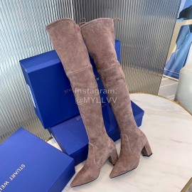 Stuart Weitzman Soft Sheepskin High Heel Knee Boots For Women Coffee