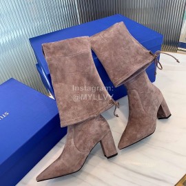 Stuart Weitzman Soft Sheepskin High Heel Knee Boots For Women Coffee