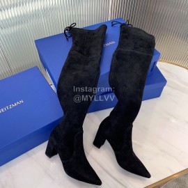 Stuart Weitzman Soft Sheepskin High Heel Knee Boots For Women Black