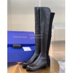 Stuart Weitzman New Leather High Heel Knee Boots For Women Black