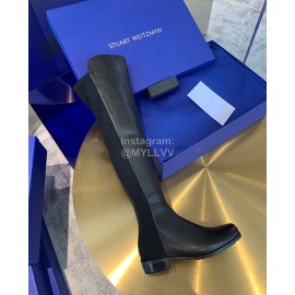 Stuart Weitzman New Leather High Heel Knee Boots For Women Black