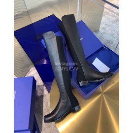 Stuart Weitzman New Leather High Heel Knee Boots For Women Black