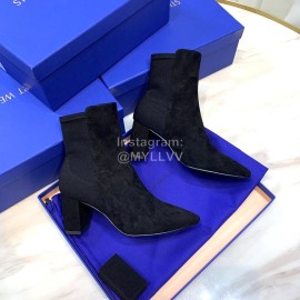 Stuart Weitzman New Velvet High Heel Short Boots For Women Black