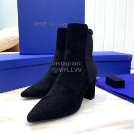 Stuart Weitzman New Velvet High Heel Short Boots For Women Black