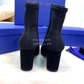 Stuart Weitzman New Velvet High Heel Short Boots For Women Black