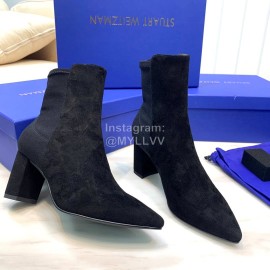 Stuart Weitzman New Velvet High Heel Short Boots For Women Black