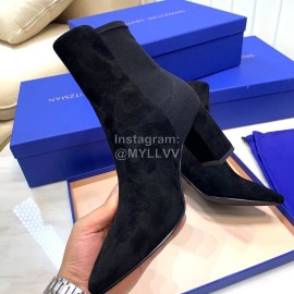 Stuart Weitzman New Velvet High Heel Short Boots For Women Black