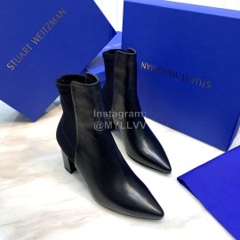 Stuart Weitzman New Leather High Heel Short Boots For Women Black