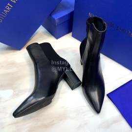 Stuart Weitzman New Leather High Heel Short Boots For Women Black