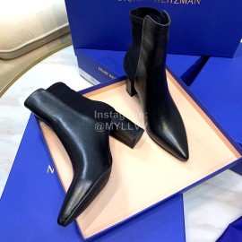 Stuart Weitzman New Leather High Heel Short Boots For Women Black