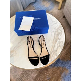 Stuart Weitzman Summer New Leather High Heel Sandals For Women Black