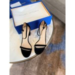 Stuart Weitzman Summer New Leather High Heel Sandals Black For Women 