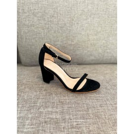 Stuart Weitzman Summer New Leather High Heel Sandals Black For Women 