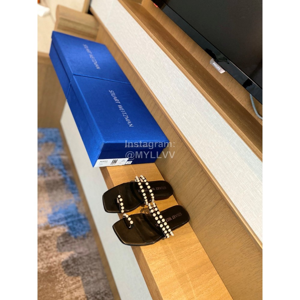 Stuart Weitzman New Pearl Flat Heel Toe Slippers For Women 