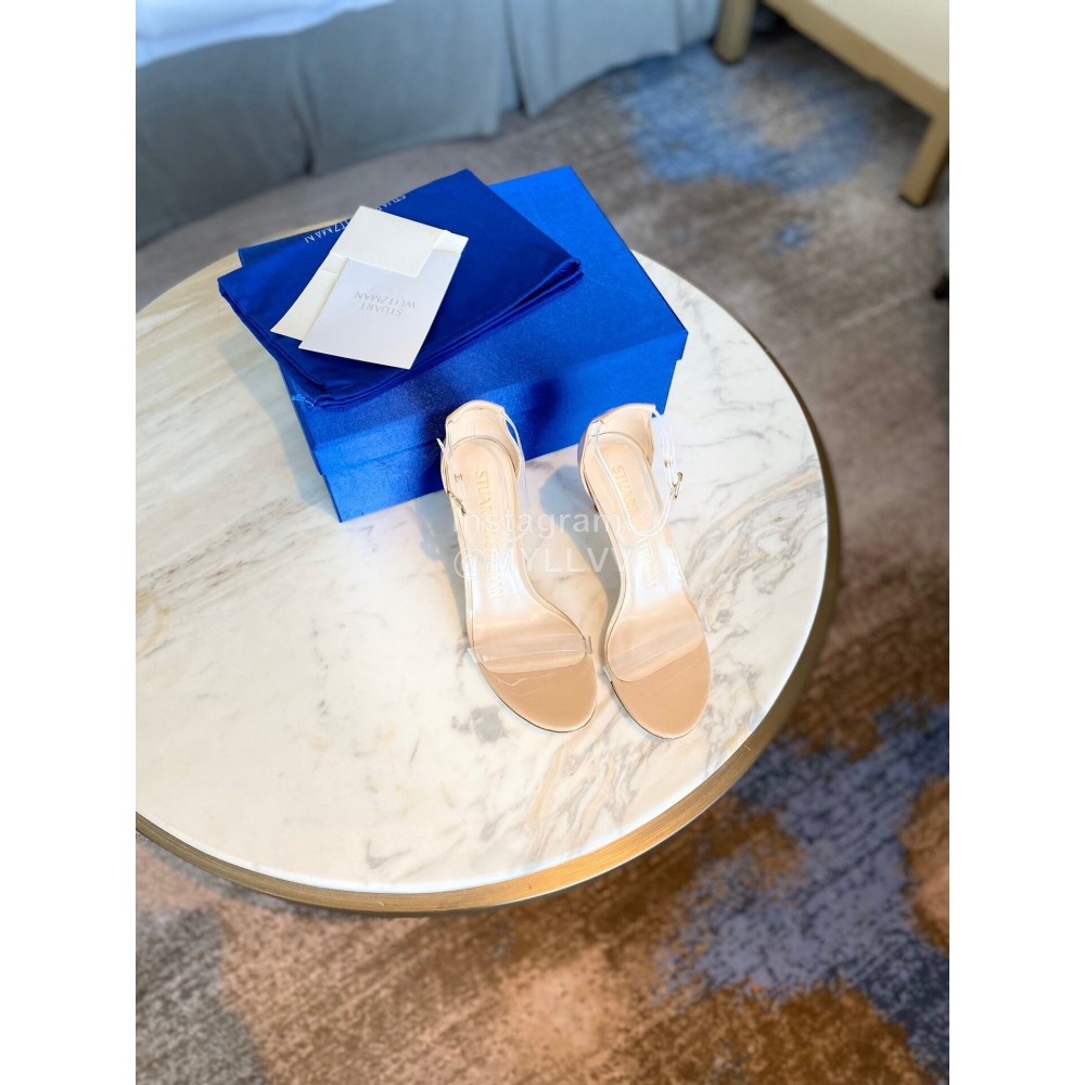 Stuart Weitzman Fashion Sheepskin Pvc High Heel Sandals For Women Apricot