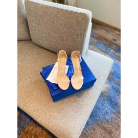 Stuart Weitzman Fashion Sheepskin Pvc High Heel Sandals For Women Apricot