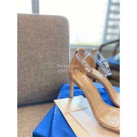 Stuart Weitzman Fashion Sheepskin Pvc High Heel Sandals For Women Apricot