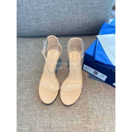 Stuart Weitzman Fashion Sheepskin Pvc High Heel Sandals For Women Apricot
