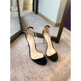 Stuart Weitzman Fashion Sheepskin Pvc High Heel Sandals For Women Black