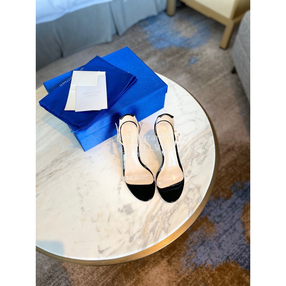 Stuart Weitzman Fashion Sheepskin Pvc High Heel Sandals Black For Women 