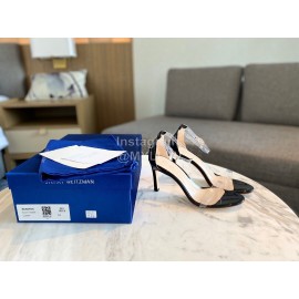 Stuart Weitzman Fashion Sheepskin Pvc High Heel Sandals Black For Women 
