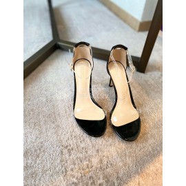 Stuart Weitzman Fashion Sheepskin Pvc High Heel Sandals Black For Women 