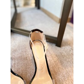 Stuart Weitzman Fashion Sheepskin Pvc High Heel Sandals Black For Women 