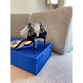 Stuart Weitzman Fashion Sheepskin Pvc High Heel Sandals Black For Women 
