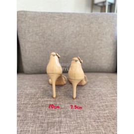 Stuart Weitzman Fashion Sheepskin High Heel Sandals For Women Apricot