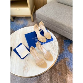 Stuart Weitzman Fashion Sheepskin High Heel Sandals For Women Apricot