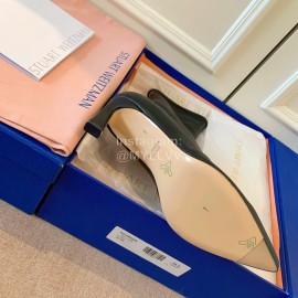 Stuart Weitzman Leather Pointed High Heeled Short Boots For Women Black