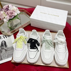 Stuart Weitzman Soft Cowhide Sneakers For Women White